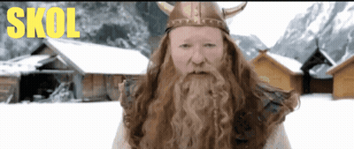 Bearded Man In Viking Helmet Saying Skol GIF