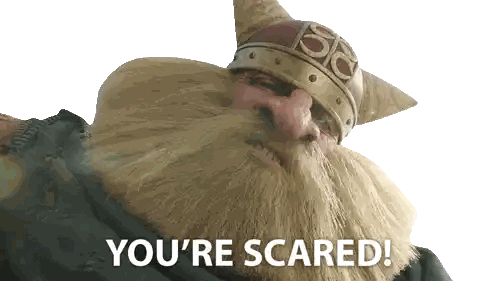 Bearded Man In Viking Helmet Says You're Scared Sticker