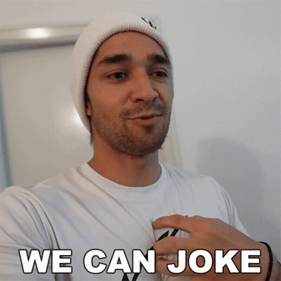 Bearded Man In White Beanie And Shirt Saying We Can Joke GIF