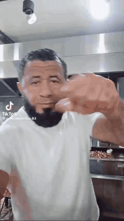 Bearded Man In White Shirt Making Funny Face GIF