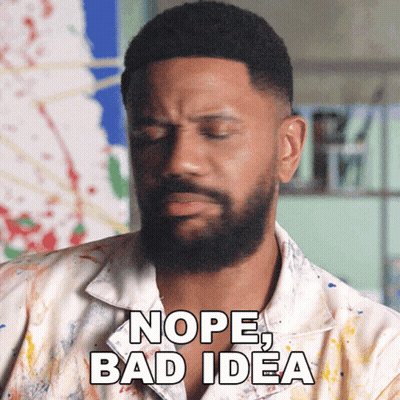 Bearded Man In White Shirt Saying Nope Bad Idea GIF