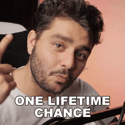 Bearded Man in White Shirt Says One Lifetime Chance