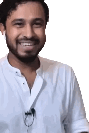 Bearded Man In White Shirt With Earbuds Sticker