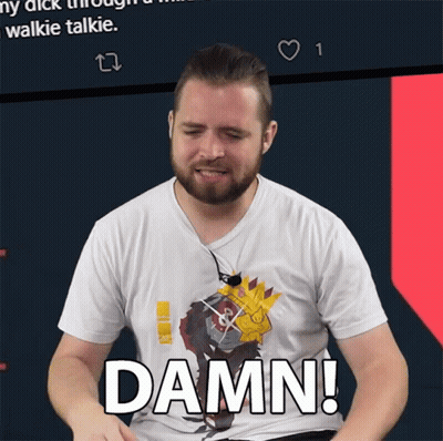 Bearded Man In White T-Shirt Saying Damn GIF