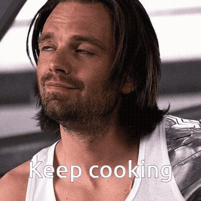 Bearded Man In White Tank Top Saying Keep Cooking GIF