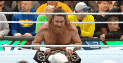 Bearded Man In Wrestling Ring With Crowd GIF