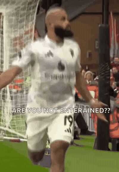 Bearded Man Jumping Are You Not Entertained GIF