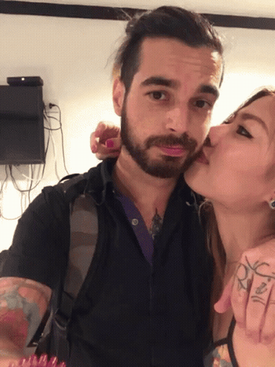 Bearded Man Kissing Woman GIF