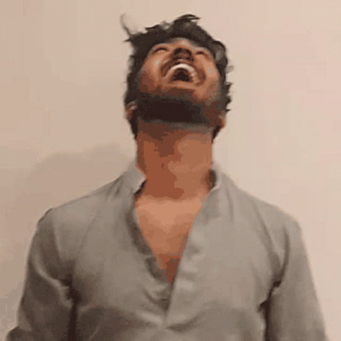 Bearded Man Laughing Hair Blowing GIF
