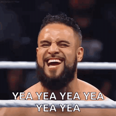 Bearded Man Laughing in Boxing Ring Yea Yea Yea
