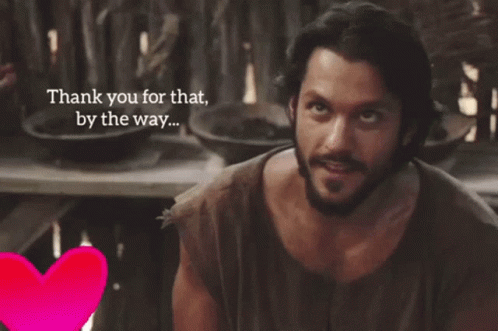 Bearded Man Looking Up Saying Thank You For That By The Way GIF