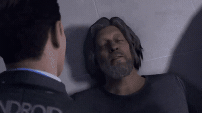 Bearded Man Lying On Floor With Eyes Closed Another Man Watching GIF