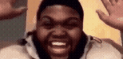 Bearded Man Making Funny Face Hands Up GIF