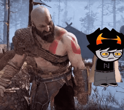 Bearded Man Next To Horned Boy GIF