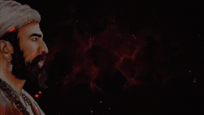 Bearded Man Next To Lion With Open Mouth GIF