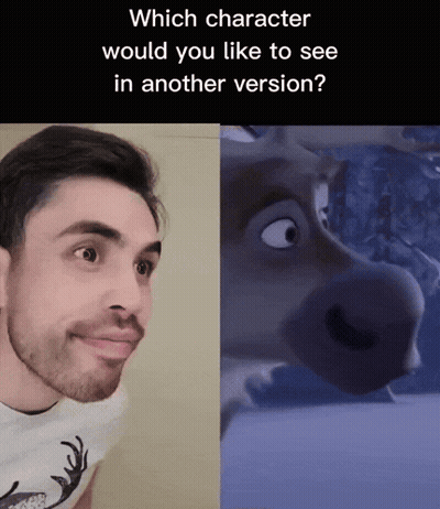 Bearded Man Next To Reindeer Picture GIF