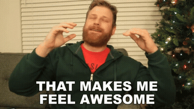 Bearded Man On Couch Saying That Makes Me Feel Awesome GIF