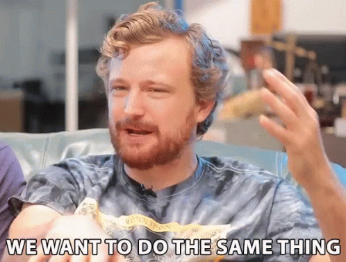 Bearded Man On Couch Saying We Want To Do The Same Thing GIF