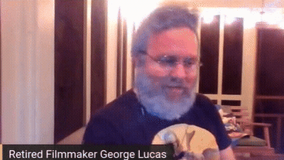 Bearded Man On Video Call With George Lucas GIF