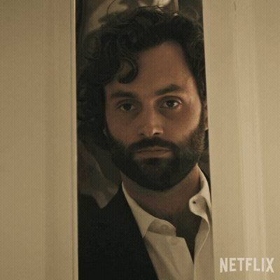Bearded Man Peeking Behind Netflix Door GIF