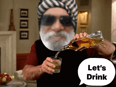 Bearded Man Pouring Drink Saying Let's Drink GIF