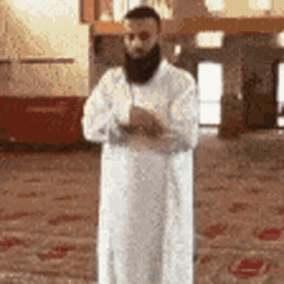 Bearded Man Praying In Mosque With Hands Folded GIF