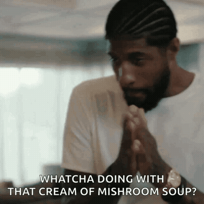 Bearded Man Praying Whatcha Doing With Cream Of Mushroom Soup GIF