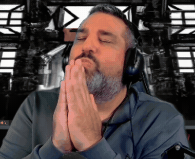 Bearded Man Praying With Headphones GIF