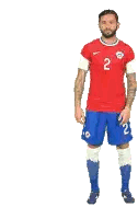 Bearded Man Red Shirt Blue Shorts Number 2 Sticker