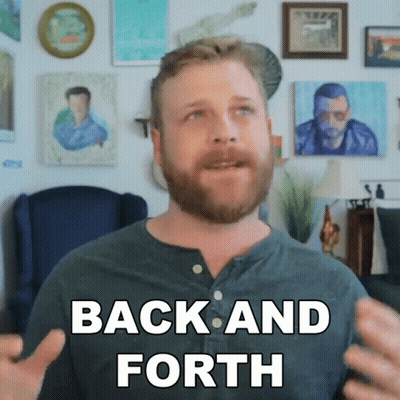 Bearded Man Saying Back And Forth In Living Room GIF