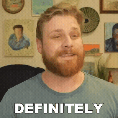 Bearded Man Saying Definitely In Front Of Paintings GIF