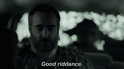 Bearded Man Saying Good Riddance In Back Seat GIF