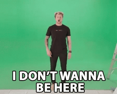 Bearded Man Saying I Don't Wanna Be Here In Front Of Green Screen GIF