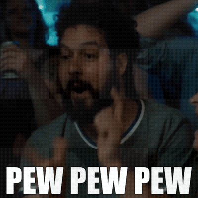 Bearded Man Saying Pew Pew Pew In Crowd GIF
