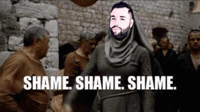 Bearded Man Saying Shame Shame Shame GIF