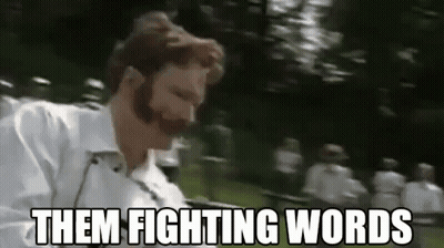 Bearded Man Saying Them Fighting Words Blurry Photo GIF