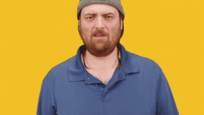 Bearded Man Says Get Away From Me With Hands GIF