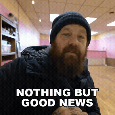 Bearded Man Says Nothing But Good News Pink Wall GIF