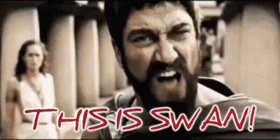 Bearded Man Says This Is Swan To Woman In White Dress GIF