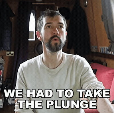 Bearded Man Says We Had To Take The Plunge On Couch GIF