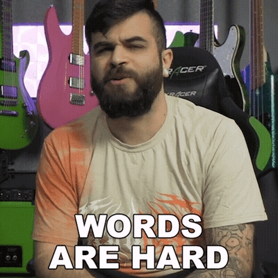 Bearded Man Says Words Are Hard With Guitars GIF