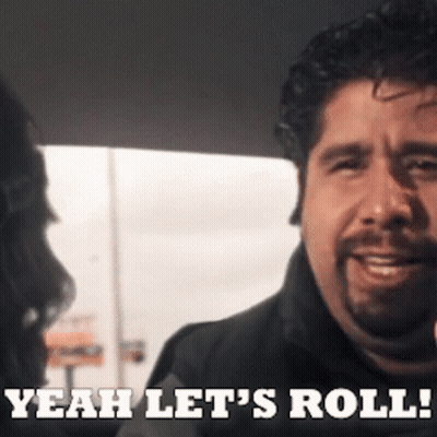Bearded Man Says Yeah Let's Roll To Woman GIF
