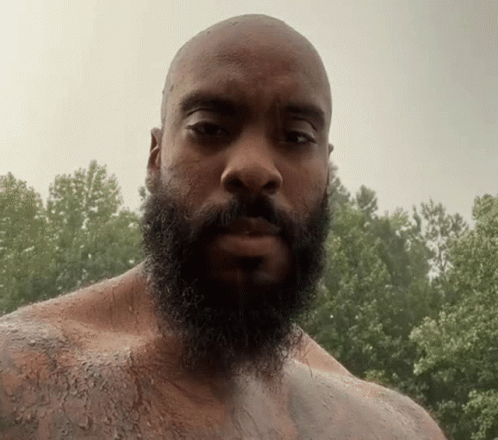 Bearded Man Shirtless With Trees GIF