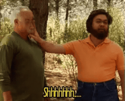 Bearded Man Shushing Another Man GIF