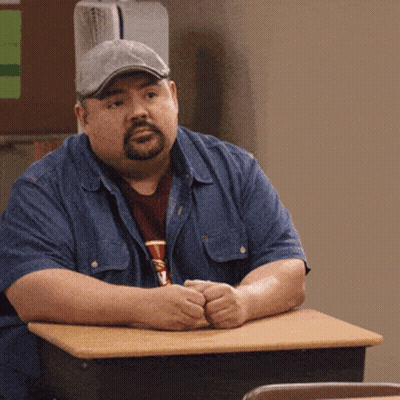 Bearded Man Sitting At Desk In Hat GIF