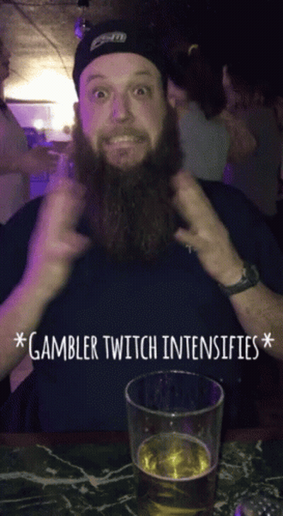 Bearded Man Sitting With Beer Gambler Twitch Intensifies GIF