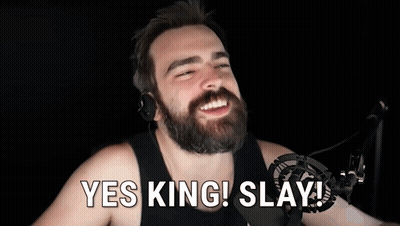 Bearded Man Smiling At Microphone Saying Yes King Slay GIF