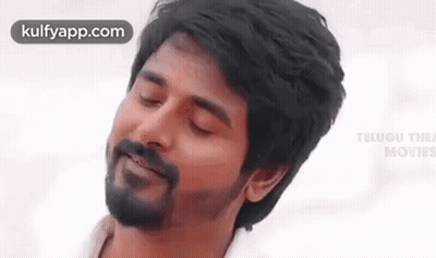 Bearded Man Smiling Eyes Closed Mouth Open