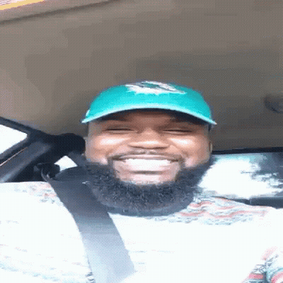 Bearded Man Smiling In Dolphins Hat GIF