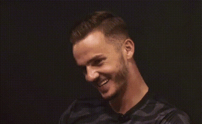 Bearded Man Smiling Looking Up In Black Shirt GIF